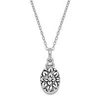 925 Sterling Silver Spring Ring Polished back CZ Cubic Zirconia Simulated Diamond Flower Ash Holder 18inch Necklace Jewelry for Women