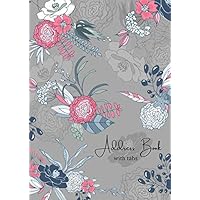 Address Book with Tabs: A4 Large Contact Notebook Organizer with Alphabetical Index | Cute Flower Shadow Design Gray