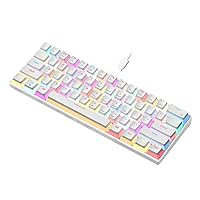 Mechanical Keyboard 60% Wired RGB Gaming Keyboard 61 Pudding keycaps for PC/Mac (White&Pudding)