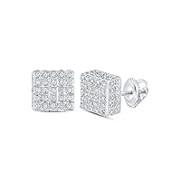 The Diamond Deal 10kt Yellow Gold Womens Round Diamond Square Earrings 1/3 Cttw