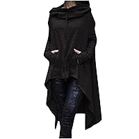 Women High Low Hoodies Gothic Hooded Pullover Sweatshirt Irregular Hem Tops Casual Trendy Long Hoodie Blouse Tunic