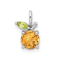 925 Sterling Silver Rhodium Plated Citrine and Peridot Orange Pendant Necklace Measures 6.65mm Wide 4.81mm Thick Jewelry Gifts for Women