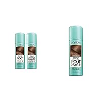 L'Oreal Paris Hair Color Root Cover Up Temporary Gray Concealer Spray Light Brown (Pack of 2) (Packaging May Vary) & Magic Root Cover Up Gray Concealer Spray Light Brown 2 oz.(Packaging May Vary)