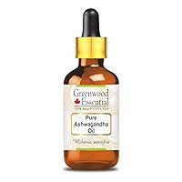 Pure Ashwagandha Oil (Withania somnifera) with Glass Dropper Premium Therapeutic Grade for Hair, Skin & Aromatherapy 30ml (1.01 oz)