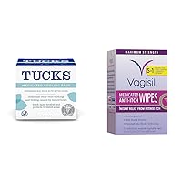 TUCKS Medicated Cooling Pads, 100 Count and Vagisil Anti-Itch Medicated Feminine Wipes, Maximum Strength, 12 Wipes