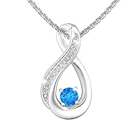 Belinda Jewelz Womens 925 Sterling Silver Infinity Gemstone Diamond Necklace