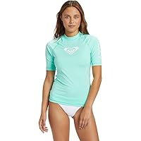 Roxy Women's Standard Whole Hearted Short Sleeve Rashguard, Opal 242 Exc