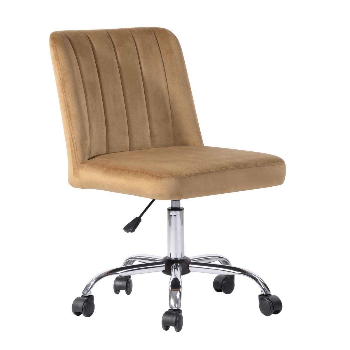 FurnitureR Camel Desk Chair, Computer Office Chair Adjustable Height Swivel, Velvet Uphosltery