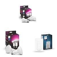 White and Color Ambiance A19 E26 LED Smart Bulb,3 Pack & White & Color Ambiance BR30 LED Smart Bulbs, 2 Bulbs & Smart Dimmer Switch, 1-Pack