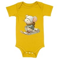 Kawaii Animal Baby Jersey Onesie - Mouse Baby Onesie - Cartoon Baby One-Piece