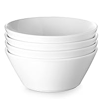 DOWAN 58.5 OZ Large Salad Bowls Set of 4 - Ceramic Serving Bowls for Salad, Mixed Fruit, Pasta, Oatmeal, Snacks - White Bowls for Restaurant, Party, Daily Use, Wedding - Dishwasher & Microwave Safe