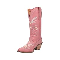 Dingo Womens Full Bloom Floral Round Toe Casual Boots Knee High Mid Heel 2-3