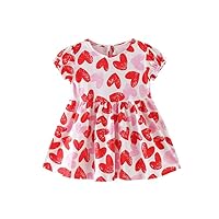 Little Girls Heart Pattern Cotton Dress Summer Casual Round Neck Loose A Line Cute Dress for 4 Floral Shirt Toddler
