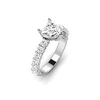 REAL-GEMS Bridal Anniversary Ring White Gold 14k 1.7 CARAT Heart Cut Solitaire with Accents Diamond G VS1 Lab Created Sizable