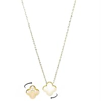 XinNuoShangMao Lucky Clover 18K Gold Plated Necklace for Women Girls, Fashion Cute Pendant Jewelry Gifts for Women Girl with Adjustable Charm Simple Cute Jewelry (white)