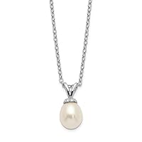 925 Sterling Silver Madi K Rhod Plat White Rice 6 7mm Freshwater Cultured Pearl Necklace 14 Inch
