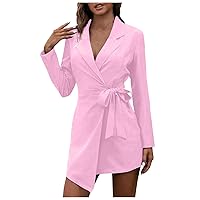 Women's Casual Dresses Fashion Solid Color Slim Fit Solid Color Tie Waist Long Sleeve Dress