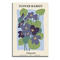 Eliko Flower Market Poster, Minimalist Flower Market Wall Art Prints, Violets Floral Poster Room Decor, Abstract Canvas Floral Painting for Bedroom, Living Room, Dorm, Bathroom 16
