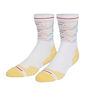 1 Pair White Yellow Compression Running Sock Size Regular #MNBP