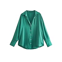 Autumn Woman Solid Fashion Loose Shirt Casual Slim Turn Down Collar Single Breasted Blouses Camisas Large Size