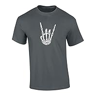 Halloween Rockstar Skeleton Hand Adult Unisex Short Sleeve Tee Shirt Black