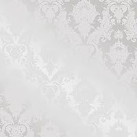 Tempaper Platinum Damsel Removable Peel and Stick Damask Wallpaper, 20.5 in X 16.5 ft, Made in The USA