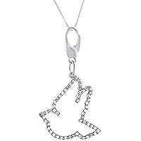 Created Round Cut White Diamond 925 Sterling Silver 14K Gold Over Diamond Dove Outline Pendant Necklace for Women's & Girl's