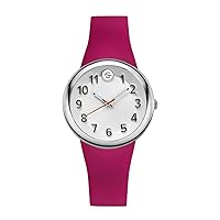 Analog Display Wrist Japanese Quartz Colors Small Smart Watch Pink Silicone Band Pin Buckle with White Dial Natural Frequency Technology Provides More Energy - Model F36S-SW-HP