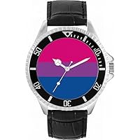 Pride Bisexual Flag Mens Wrist Watch 42mm Case Custom Design
