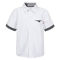 Kids Boys Short Sleeve Button Down Shirt Lapel Collar Oxford Dress Shirt School Uniform Shirt Casual Tops Daily Wear