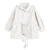 Toddler Kids Baby Outwear Long Sleeve Round Neck Solid Color Jacket Zipper Hooded Windproof Winter Dress Coat for