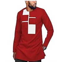 African Shirts for Men Dashiki Tops Long Sleeve Blouse Casual Tribal Slim Fit Shirt Plus Size