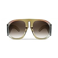 FEISEDY Retro Trendy Avaitor Sunglasses for Women Men Oversized Vintage 70s 80s Sunglasses Flat Top Shield Shades B2745