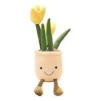 Tulip Plush Toy，Cute Soft Smiling Plants Flower Pillow Decoration Yellow 13