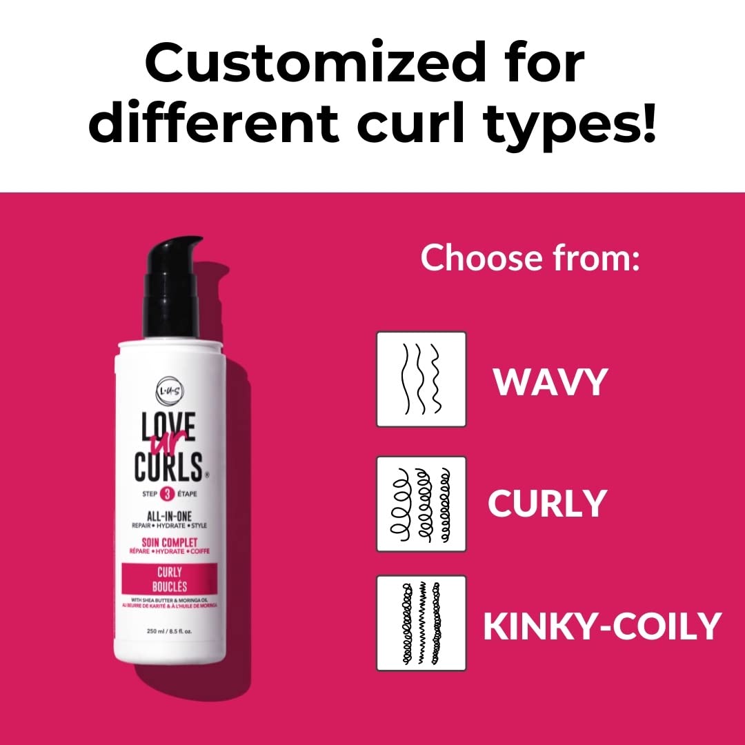 LUS Brands Love Ur Curls All-in-One Styler for Curly Hair, 8.5oz - Repair, Hydrate, and Style in One Step - For Natural Curly Textures - No Crunch, No Cast, Hair Care With Shea Butter and Moringa