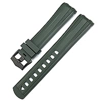 19mm 20mm 21mm Curved End Fluorous Rubber Watch Band Fit for Omega Speedmaster Moon Watch for Seamaster 300 AT150 Soft Bracelet (Color : 26mm, Size : 20mm)