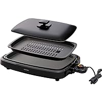Iris Ohyama APA-136-B Smoke-Resistant Healthy Hot Plate, Grilled Meat, Flat Plate, 2 Plates, Lid Included, Black