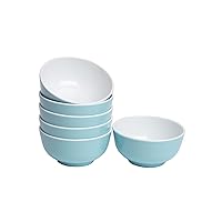 4.5-inch Unbreakable Small Melamine Bowls for Cereal Rice Soup Dessert Snack Ice-Cream Pudding Mini Round Plastic Bowl,set of 6PCS (Blue&White)
