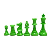 WE Games Color Bright Plastic Staunton Tournament Chessmen with 3.75 in. King - Half Set, Neon Green