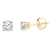 Diamond Stud Earrings 1/4 cttw to 1 cttw in 14kt Yellow or White Gold Screw Back