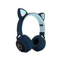 Headset Stereo Gaming Headset Cat Ear Noise Reduction Headphones Lightweight Computer Gaming Headphone Self Adjusting Gamer Headsets (Five Color Options) (Color : Blue)