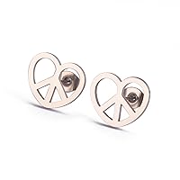 Peace Sign Symbol Stud Earrings Geometric Heart Round Statement Earrings Hippie Jewelry Accessories Girls Women