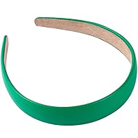 WantGor 1 Inch PU Leather Headband, Wide Padded Hairband Fashion Hair Bands Cute Womens Headbands Holiday DIY Hair Accessories (Green)