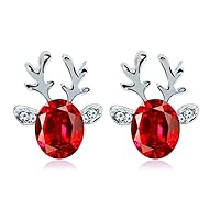 Christmas earrings for women | decorated with deer | filled with cz stones 2 pair of ruby stones jewellery sets gifts for women and girls…
