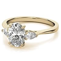 JEWELERYYA 3 CT Oval Colorless Moissanite Engagement Rings,Wedding Bridal Rings Set, Eternity Solid 10K Yellow Gold Diamond Solitaire 4-Prong Anniversary Promise Gift for Her
