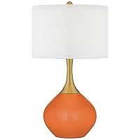 Color + Plus Celosia Orange Nickki Brass Modern Table Lamp