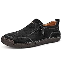 Men's Mesh Dress Sneakers with Knit Uppers, Slip-On Loafers, Elastic Collars, Shock Absorbing Soles