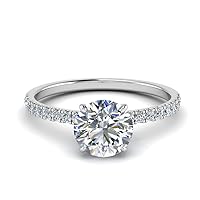 Choose Your Gemstone Round Shape 925 Sterling Silver Halo Engagement Rings Hidden Halo Petite Diamond CZ Ring Lightweight Office Wear Gift Jewelry for Women : US Size Size 4 TO 12