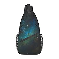 Galaxy Green Sling Backpack Multipurpose Crossbody Bag Sling Bag Daypack For Travel Hiking Sports