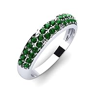 Sterling Silver 925 Emerald Round 2.00mm Band Ring With Rhodium Plated | Beautiful Evergreen Band Design Ring For Everyday Accessories